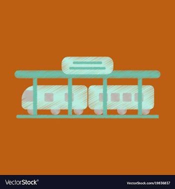 Flat icon in shading style train station vector image