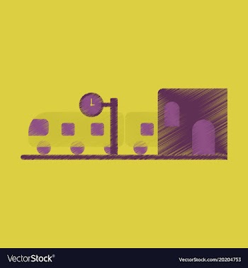 Flat icon in shading style train station vector image