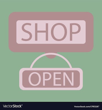 Flat icon label store opened vector image