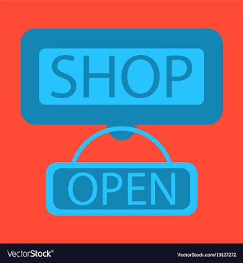 Flat icon label store opened vector image
