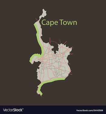 Flat icon map of capetown vector image