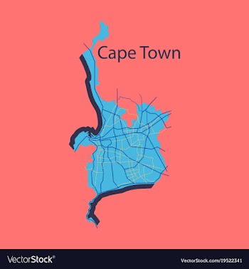 Flat icon map of capetown vector image