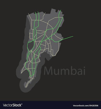 Flat icon map of mumbai vector image