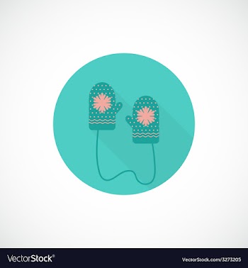 Flat icon Mittens with ornament vector image