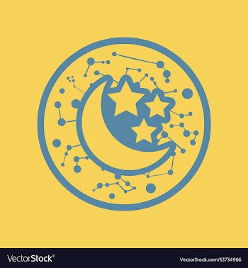 Flat icon moon and stars vector image