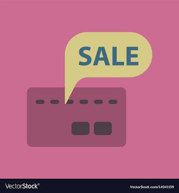 Flat icon of bank card sale vector image