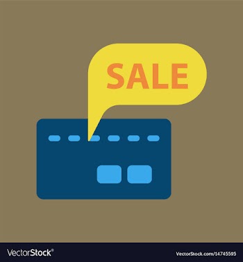 Flat icon of bank card sale vector image