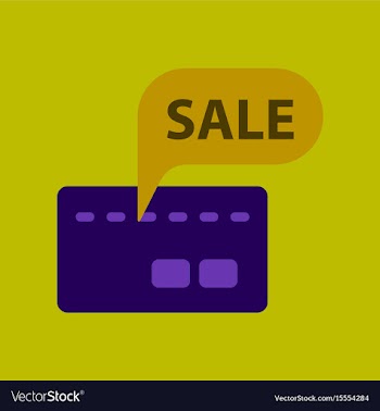Flat icon of bank card sale vector image