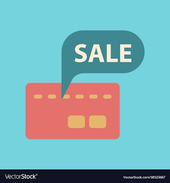 Flat icon of bank card sale vector image