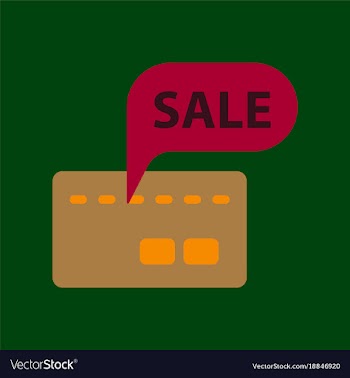 Flat icon of bank card sale vector image