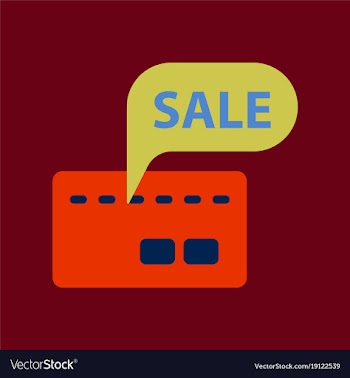 Flat icon of bank card sale vector image