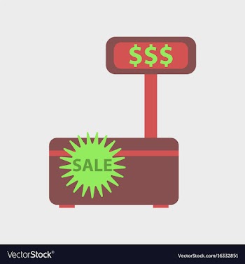 Flat icon of cash machine sale discounts vector image