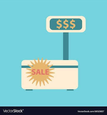 Flat icon of cash machine sale discounts vector image