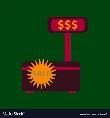 Flat icon of cash machine sale discounts vector image