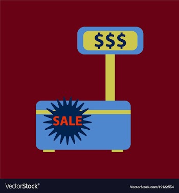 Flat icon of cash machine sale discounts vector image