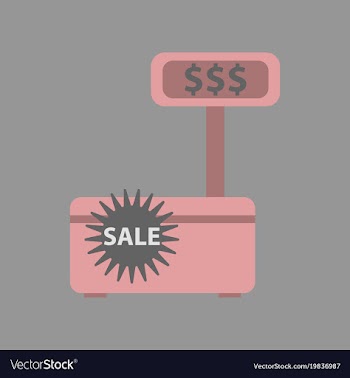Flat icon of cash machine sale discounts vector image