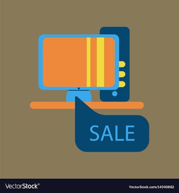 Flat icon of computer sale online buying vector image