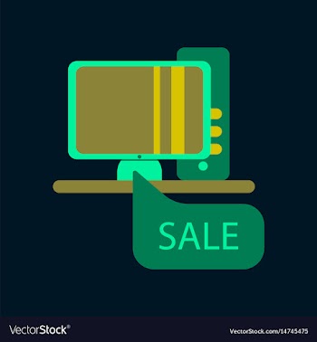 Flat icon of computer sale online buying vector image