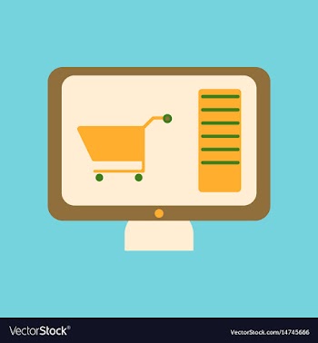 Flat icon of computer sale online buying vector image
