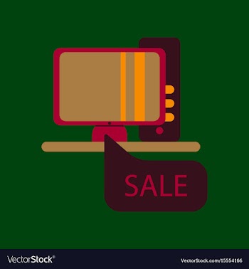 Flat icon of computer sale online buying vector image