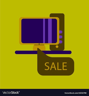 Flat icon of computer sale online buying vector image