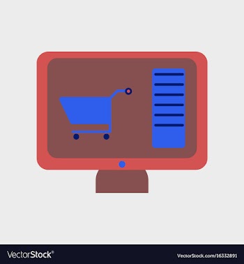 Flat icon of computer sale online buying vector image