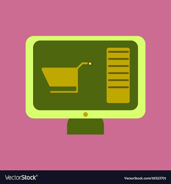 Flat icon of computer sale online buying vector image