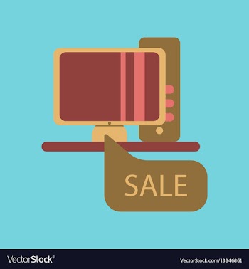 Flat icon of computer sale online buying vector image