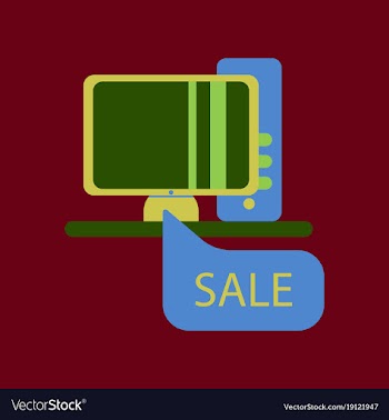 Flat icon of computer sale online buying vector image