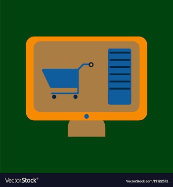 Flat icon of computer sale online buying vector image