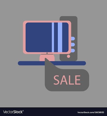 Flat icon of computer sale online buying vector image