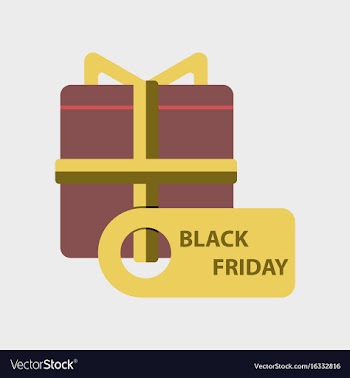 Flat icon of gift box black friday vector image