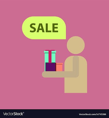 Flat icon of human stick figure gifts discounts vector image