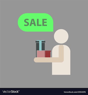 Flat icon of human stick figure gifts discounts vector image
