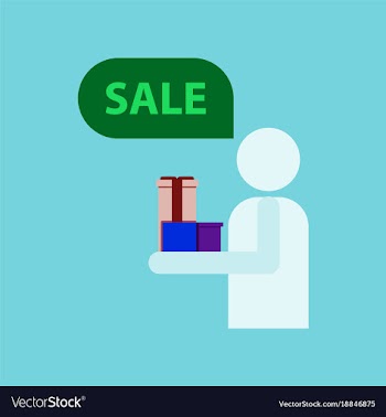 Flat icon of human stick figure gifts discounts vector image