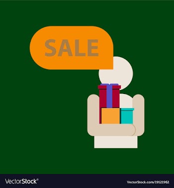 Flat icon of human stick figure gifts discounts vector image