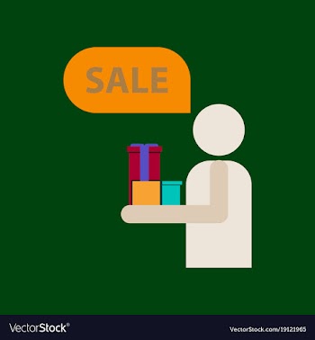 Flat icon of human stick figure gifts discounts vector image