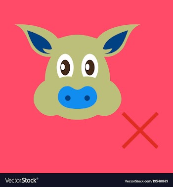 Flat icon of pig in graphic style hand drawing vector image