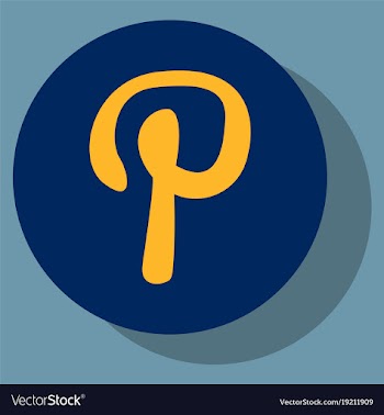 Flat icon of pinterest on background with shadow vector image