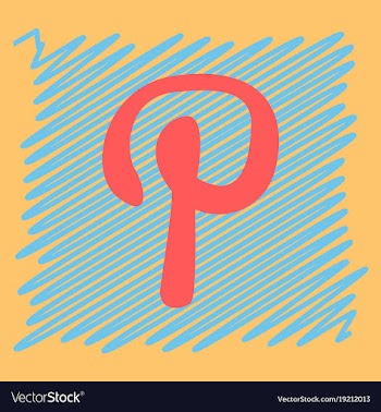 Flat icon of pinterest on background with shadow vector image