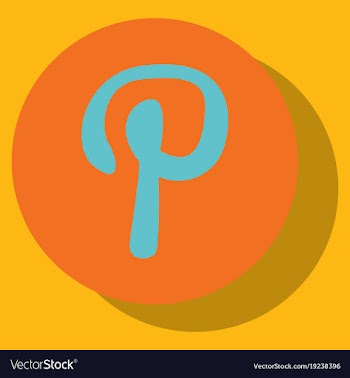 Flat icon of pinterest on background with shadow vector image