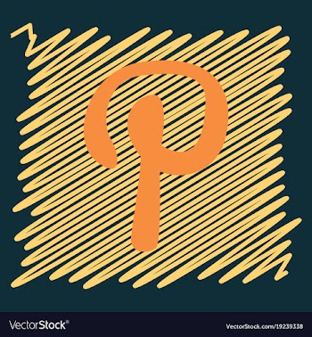 Flat icon of pinterest on background with shadow vector image