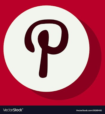 Flat icon of pinterest on background with shadow vector image