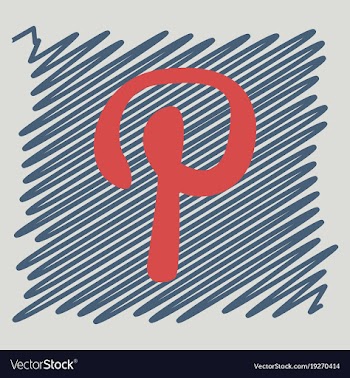 Flat icon of pinterest on background with shadow vector image