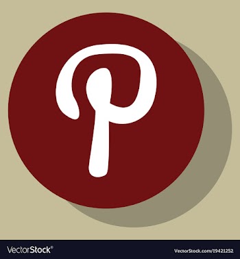 Flat icon of pinterest on background with shadow vector image
