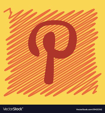 Flat icon of pinterest on background with shadow vector image