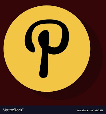Flat icon of pinterest on background with shadow vector image