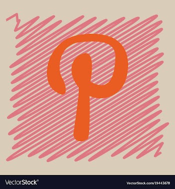 Flat icon of pinterest on background with shadow vector image