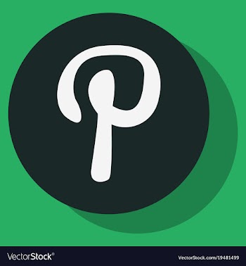 Flat icon of pinterest on background with shadow vector image