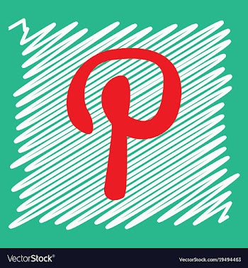 Flat icon of pinterest on background with shadow vector image